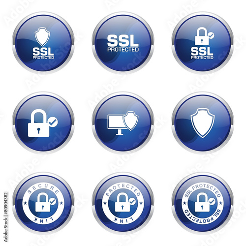 Free Download Protection Web Internet Blue Vector Button Icon Design Set - GFXLoad