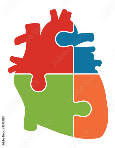 Human Heart Jigsaw Puzzle Pieces Abstract Vector