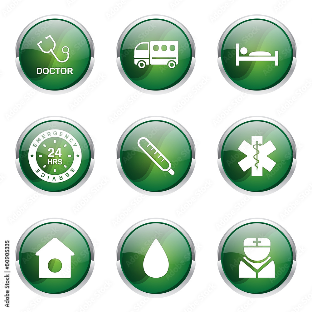 Hospital Health Green Vector Button Icon Design Set 2 Hospital Health Green Vector Button Icon Design Set 2