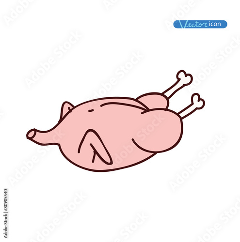 raw chicken hand drawn vector illustration.