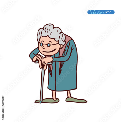 old woman, vector illustration.