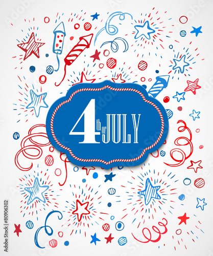 American Independence Day. Hand-drawn pattern