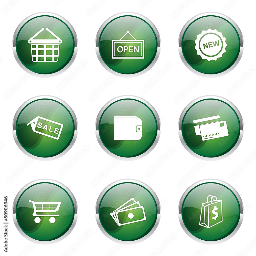 Shopping Sign Green Vector Button Icon Design Set 2 Shopping Sign Green Vector Button Icon Design Set 2