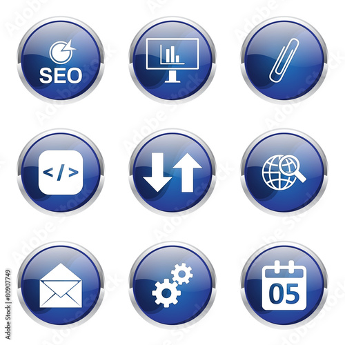 Free Download SEO Internet Sign Blue Vector Button Icon Design Set 6 - GFXLoad