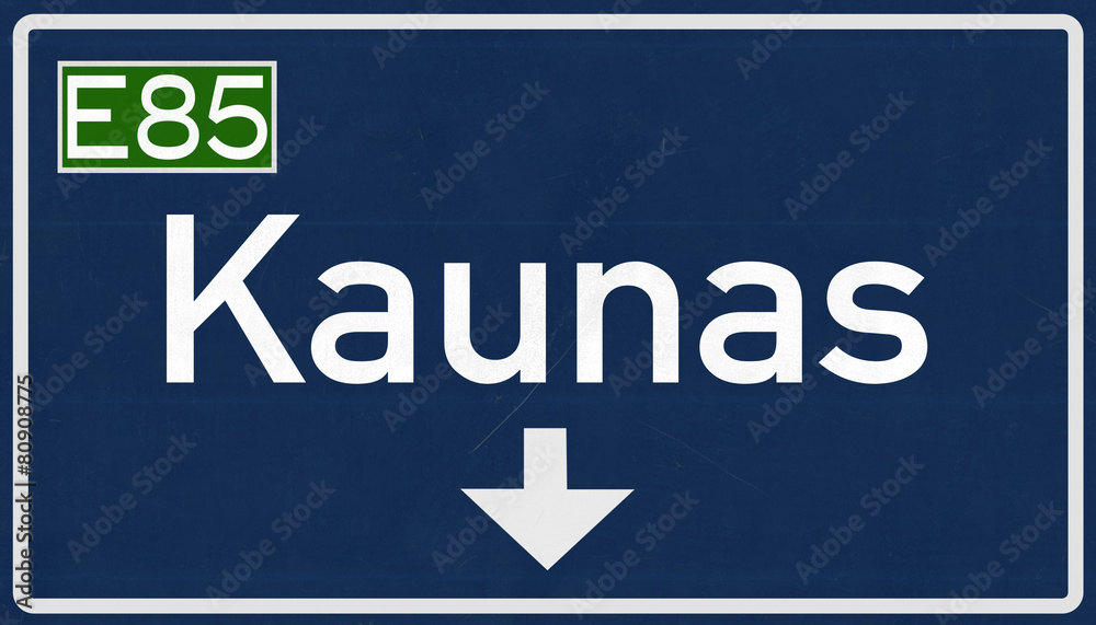 Kaunas Lithuania Highway Road Sign