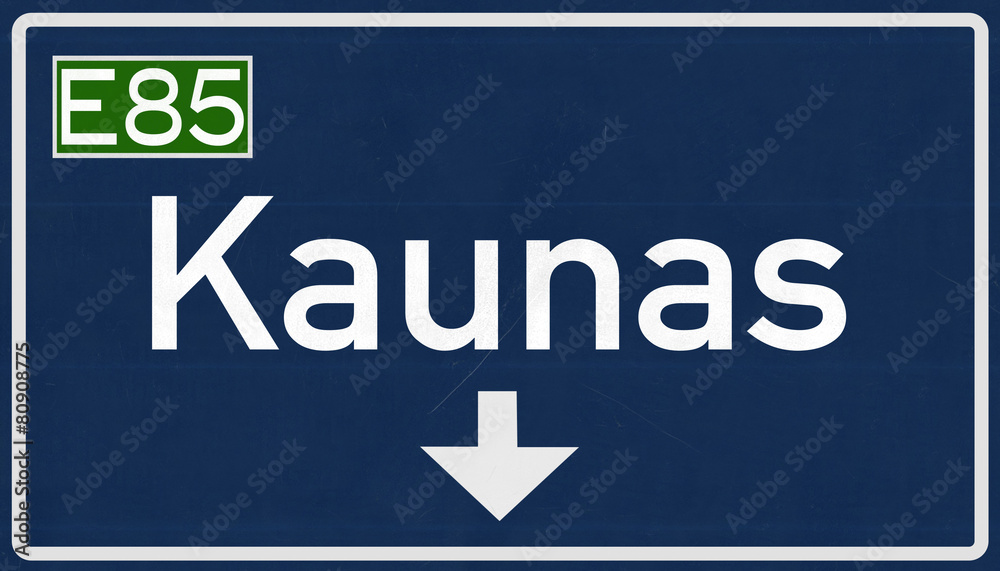 Kaunas Lithuania Highway Road Sign Kaunas Lithuania Highway Road Sign