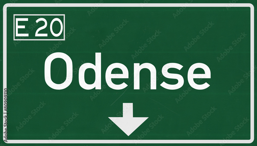 Odense Denmark Highway Road Sign