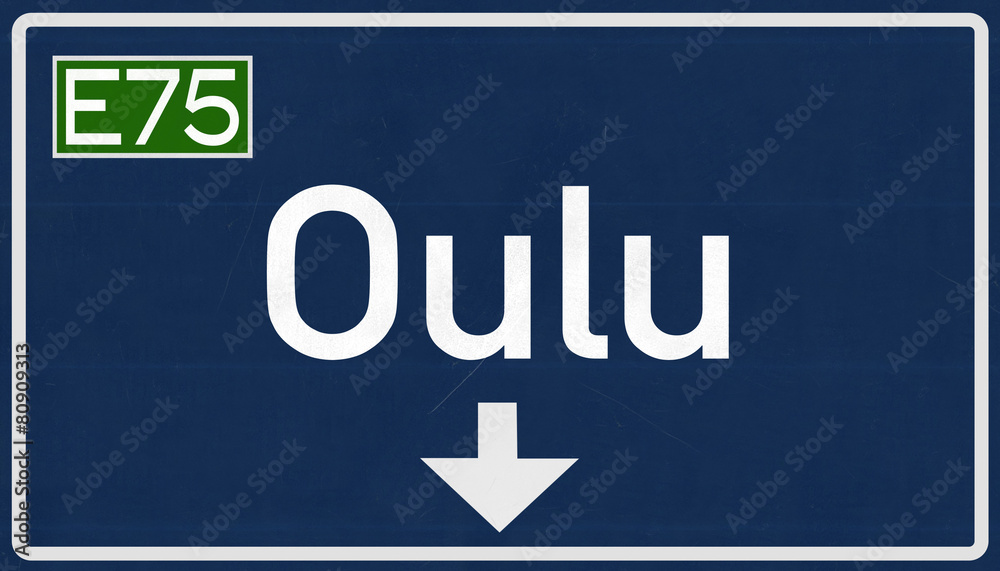 Oulu Finland Highway Road Sign