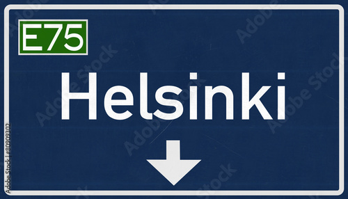 Helsinki Finland Highway Road Sign