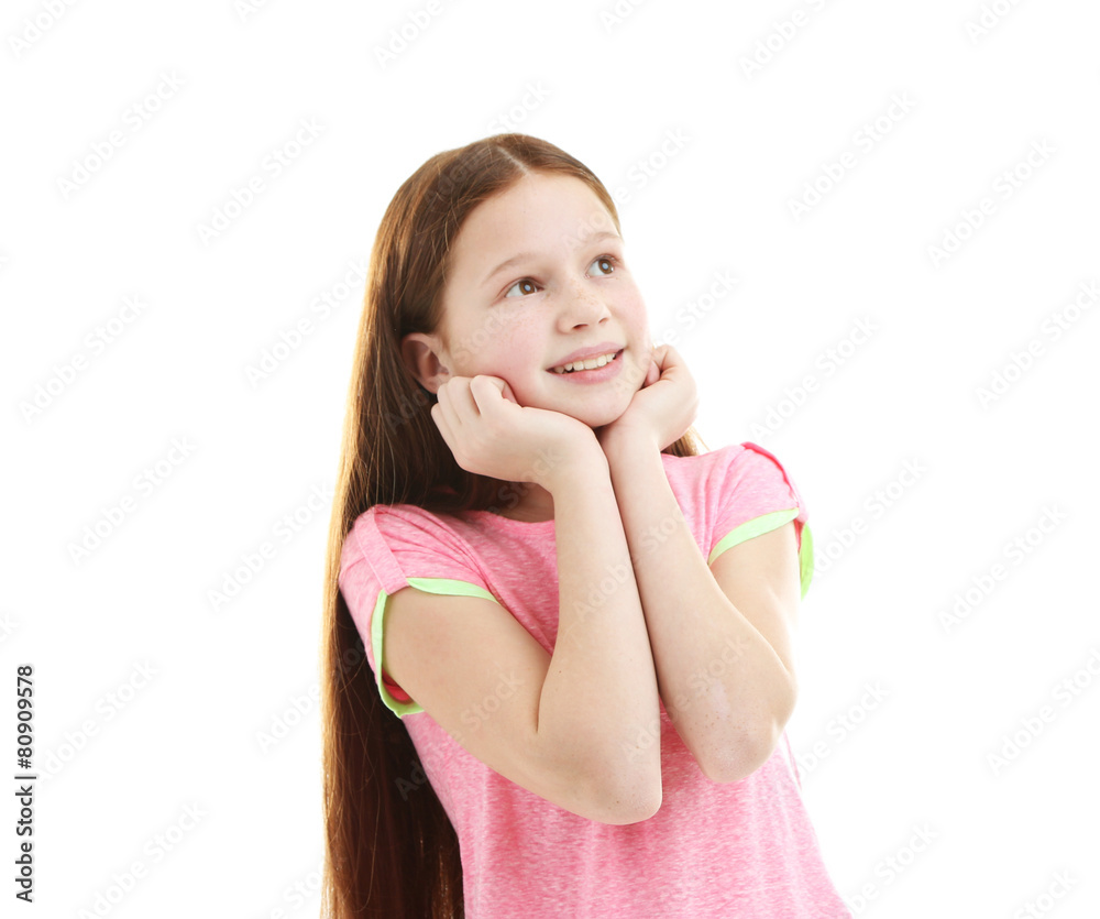 Beautiful little girl, isolated on white Beautiful little girl, isolated on white
