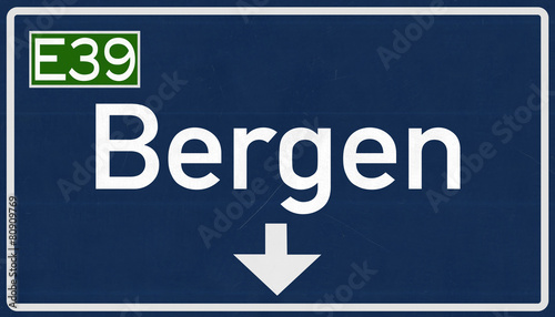 Bergen Norway Highway Road Sign