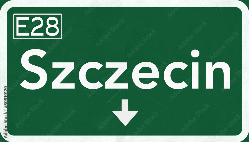 Szczecin Poland Highway Road Sign