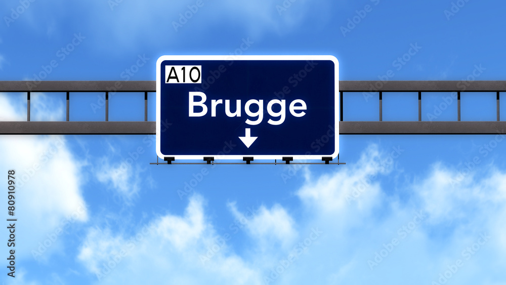Brugge Belgium Highway Road Sign