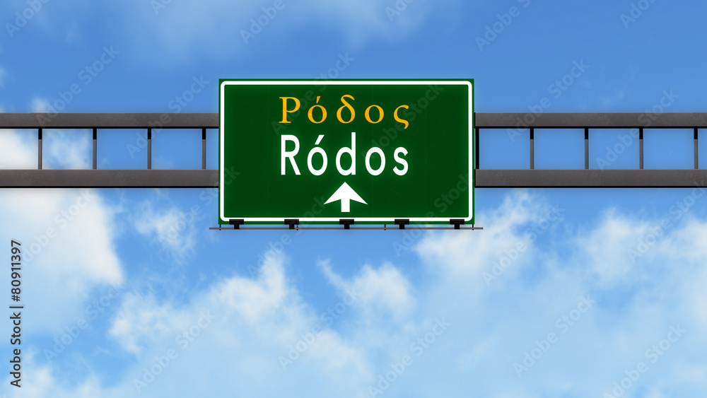 Rhodes Greece Highway Road Sign