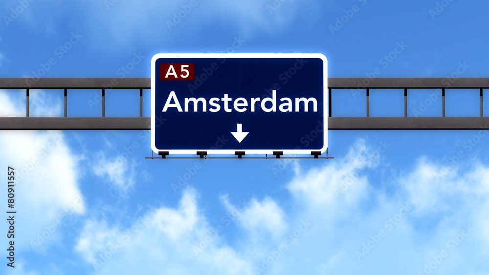 Amsterdam Netherlands Highway Road Sign