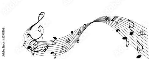 Solfeggio bianco e nero con chiave e note musicali photo