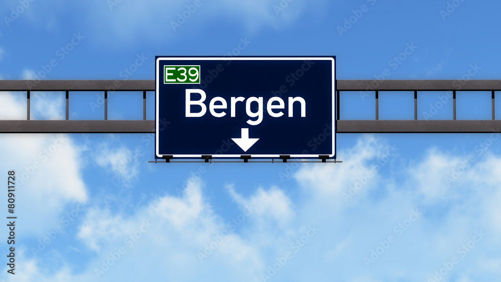Bergen Norway Highway Road Sign