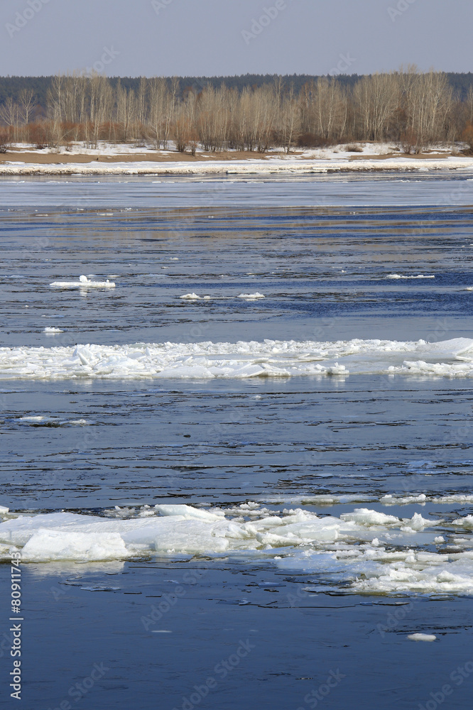 breaking of the ice on the river in the spring breaking of the ice on the river in the spring