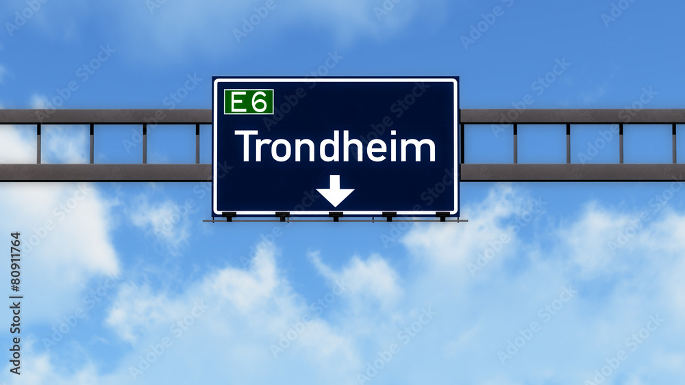 Trondheim Norway Highway Road Sign