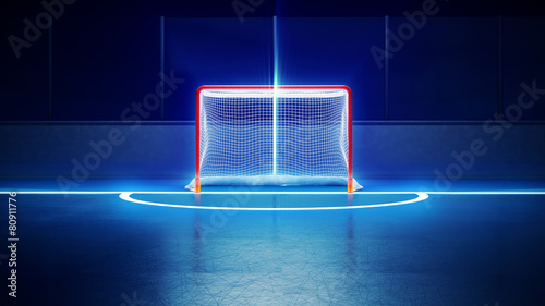 hockey ice rink and goal photo