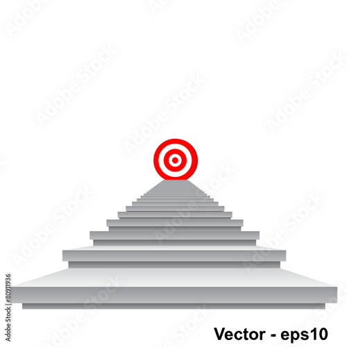 Vector conceptual red target on stair for success