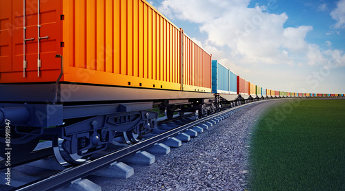 wagon of freight train with containers