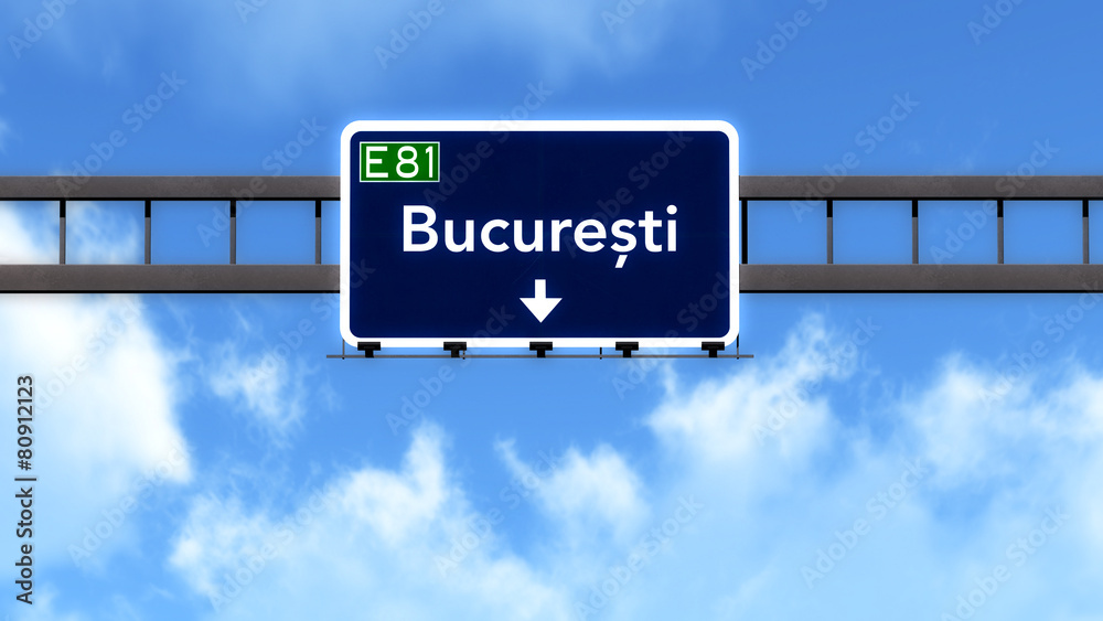 Bucharest Romania Highway Road Sign