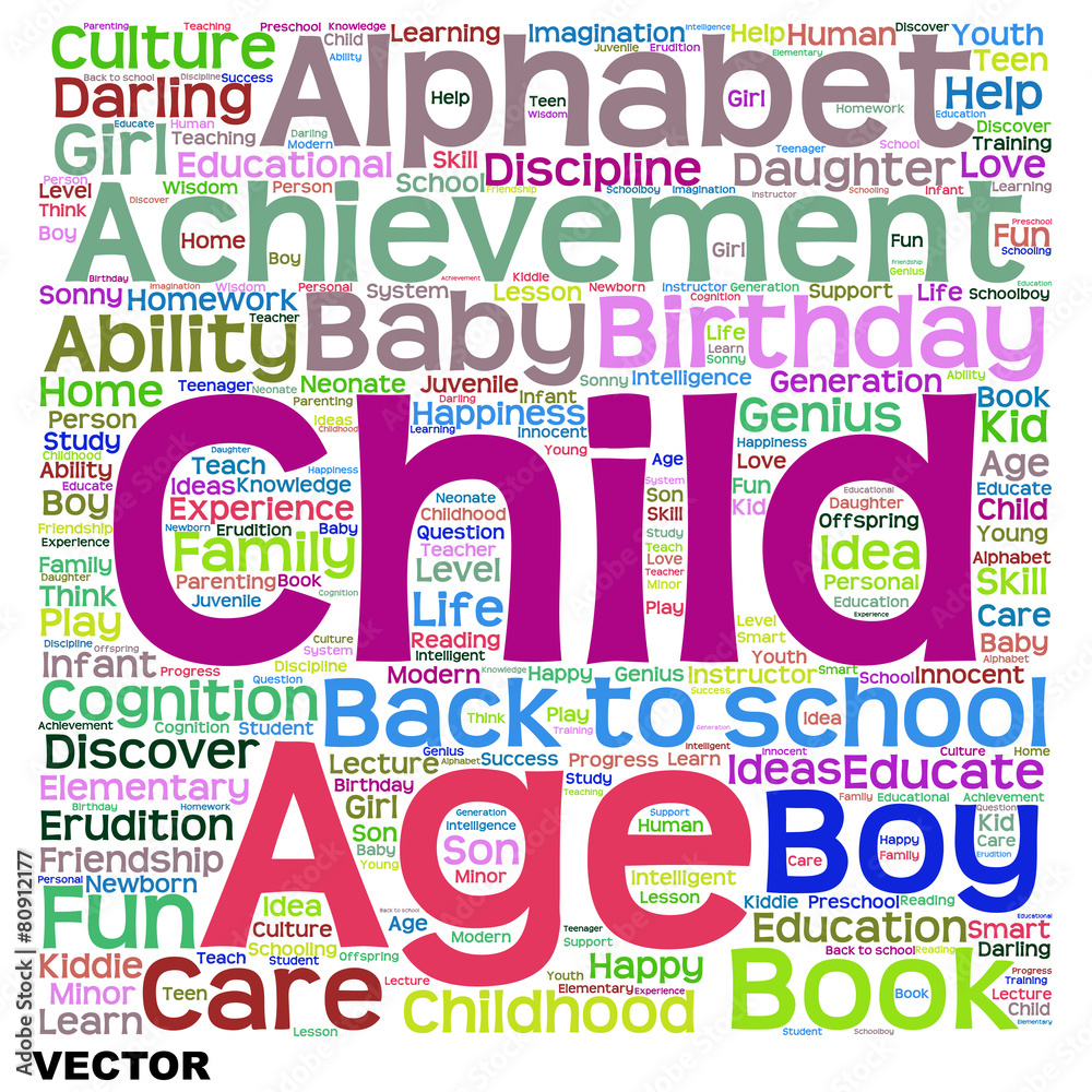 Vector child education or family word cloud Vector child education or family word cloud