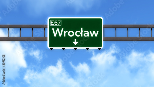 Wroclaw Poland Highway Road Sign