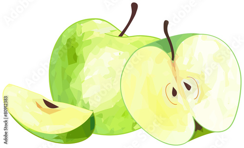 Delightful garden - Green apple and its slice and half with poly