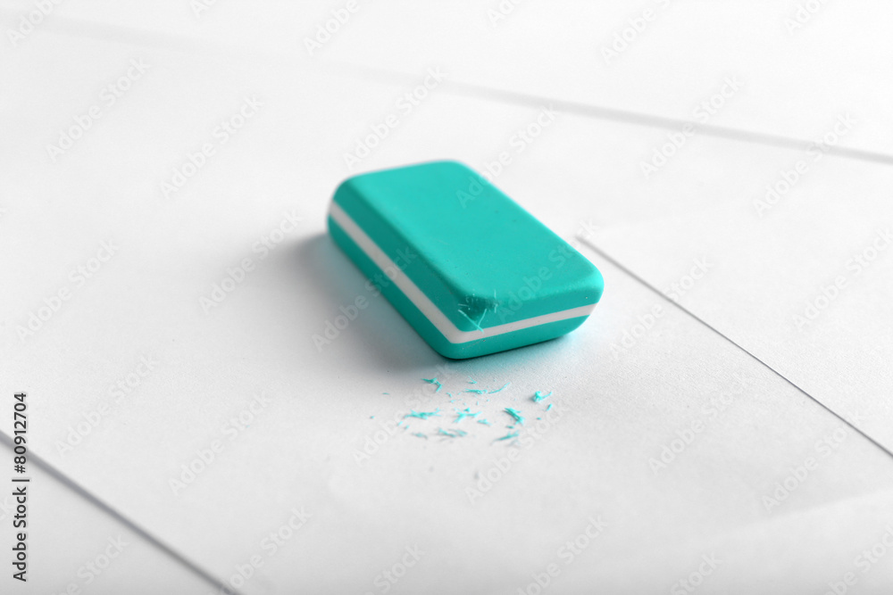 Eraser on paper background Eraser on paper background