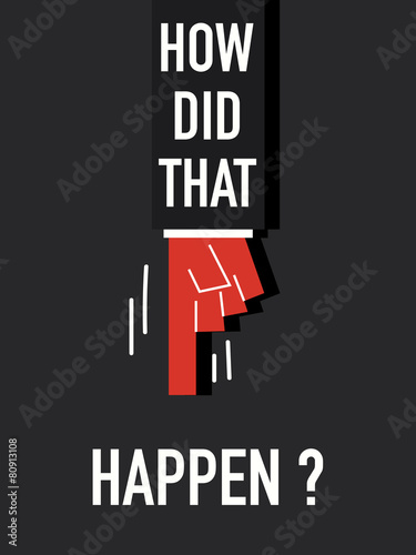 Words HOW DID THAT HAPPEN