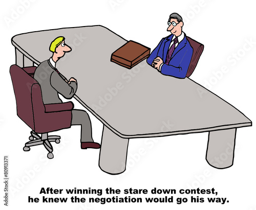 Cartoon of business negotiations.