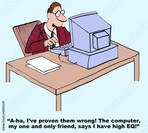 Cartoon of businessman who wants to have high EQ.