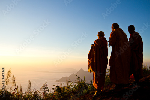 monks on the top of mountain