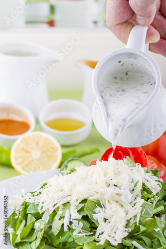 Green Healthy Salad with Cheese