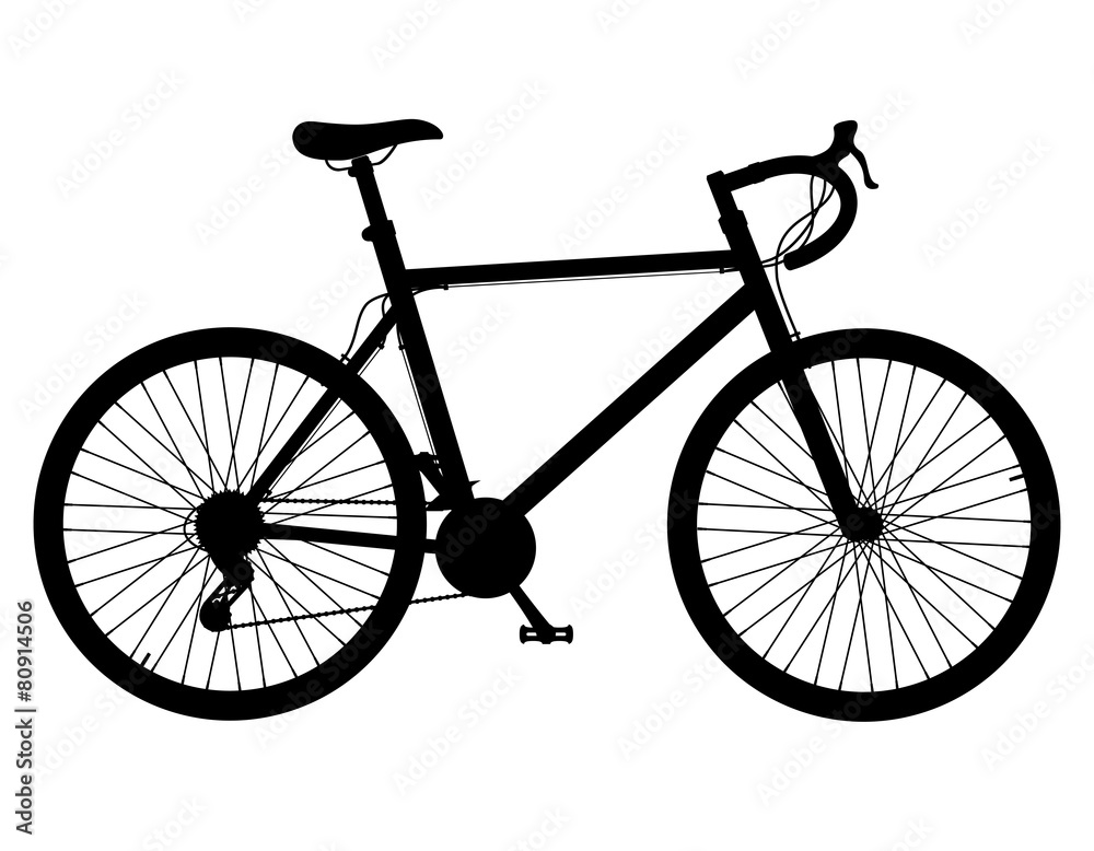 road bike with gear shifting black silhouette vector illustratio