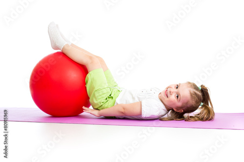 child girl doing fitness ex...