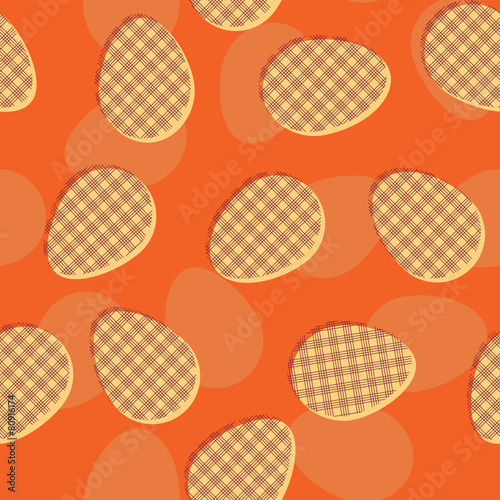 Easter eggs with tartan ornament. Seamless vector pattern.