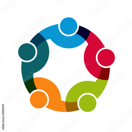 Teamwork Social Network, Group of 5 people business Logo