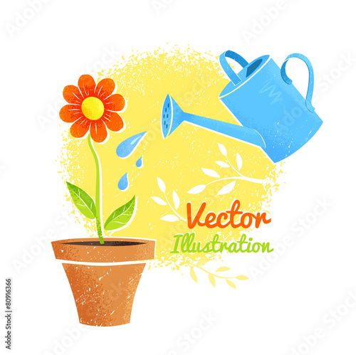 Flower and watering can.