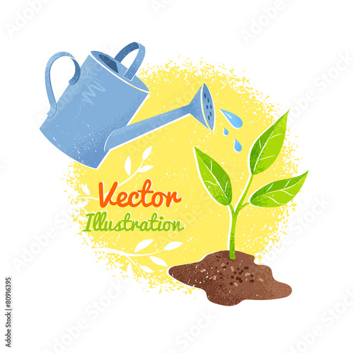 Flower and watering can.