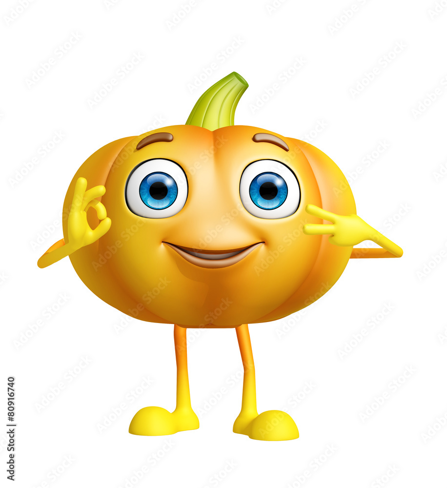 Obraz premium Pumpkin character with best sign