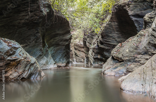 Stream at the small canyon in Thailand
