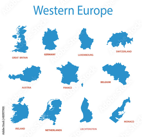 western europe - vector maps of territories