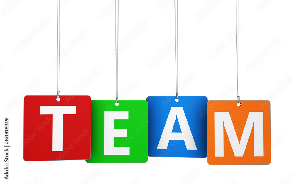 Team Sign On Colorful Tags
