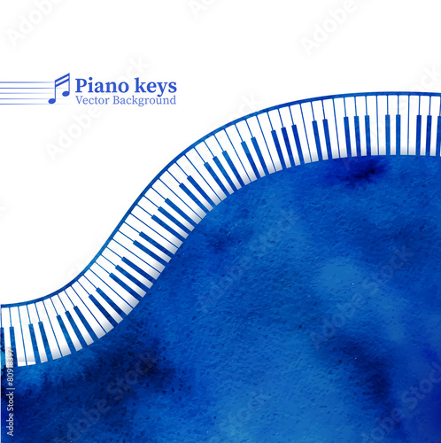 Piano keys watercolor background.