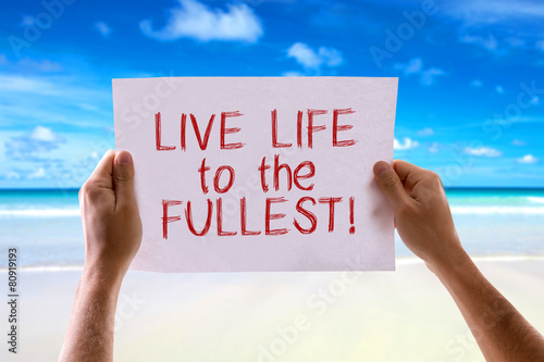 Live Life to the Fullest card with beach background photo