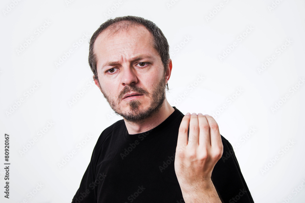 Man with beard and mustaches in persuasion moment Man with beard and mustaches in persuasion moment