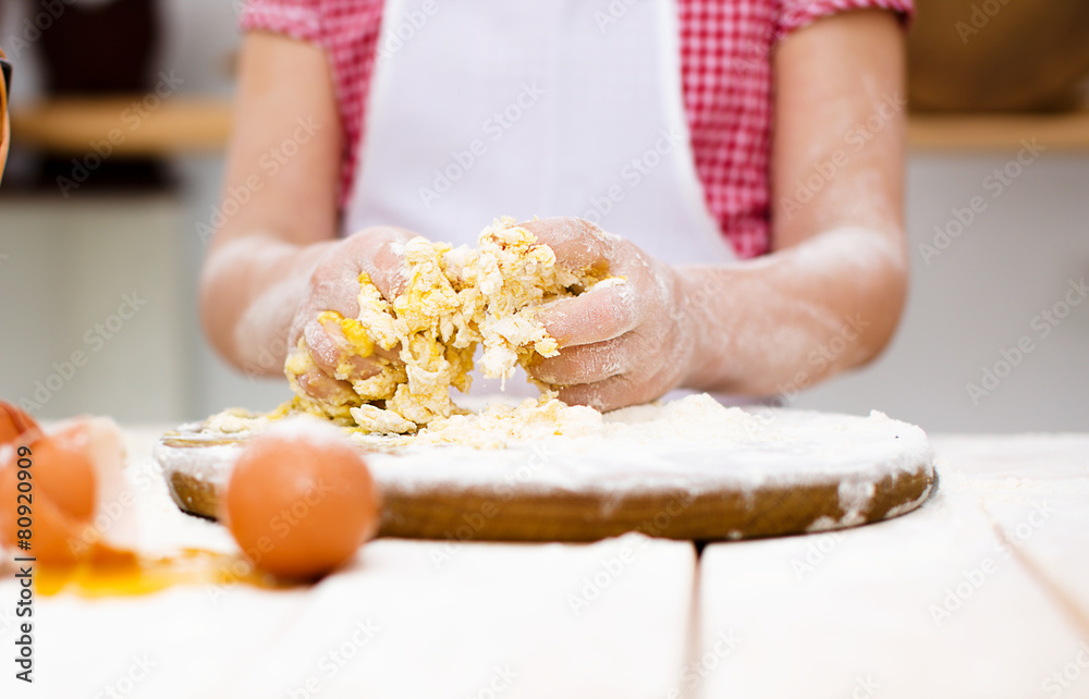 Girl making bread Girl making bread
